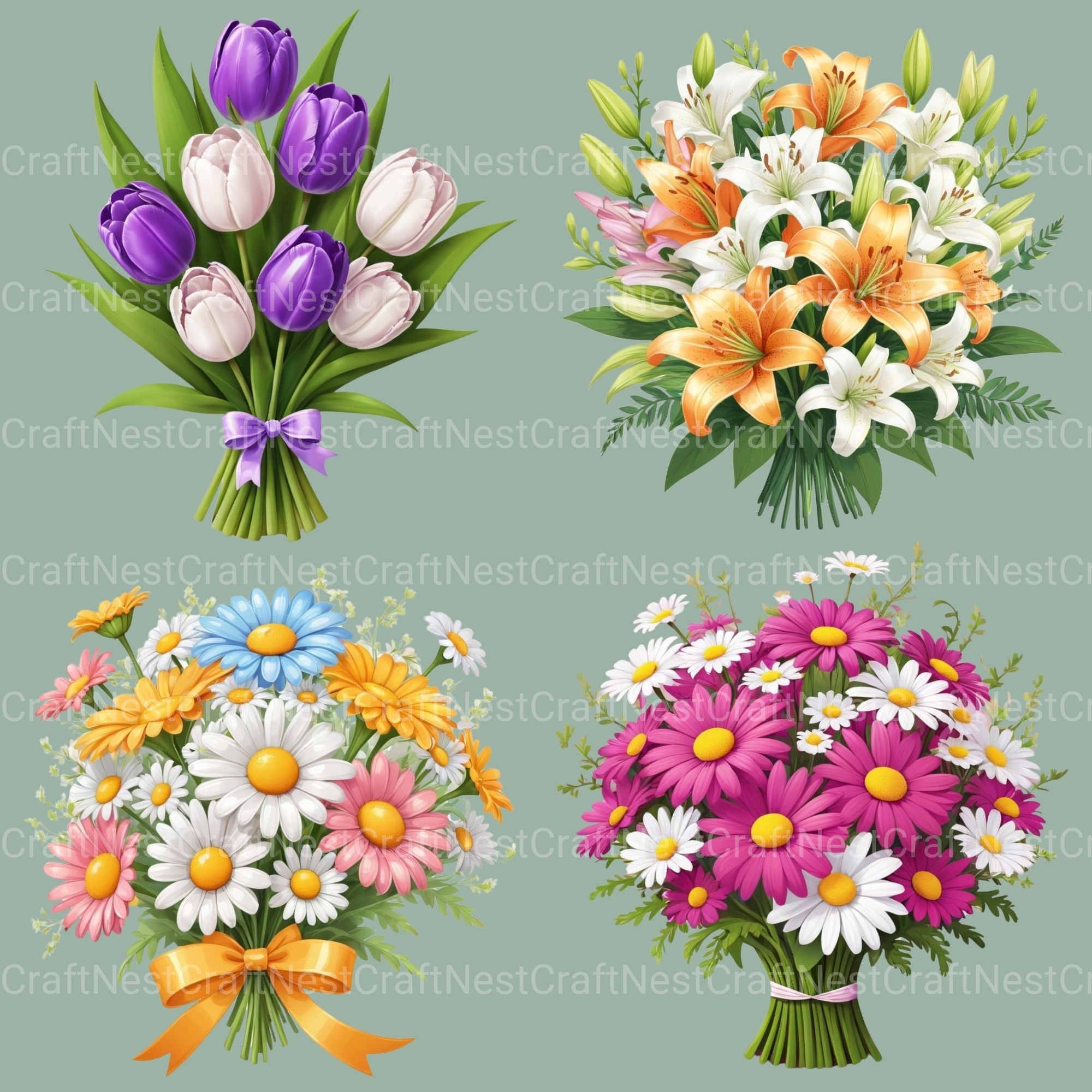 Floral Bouquets Clipart Bundle