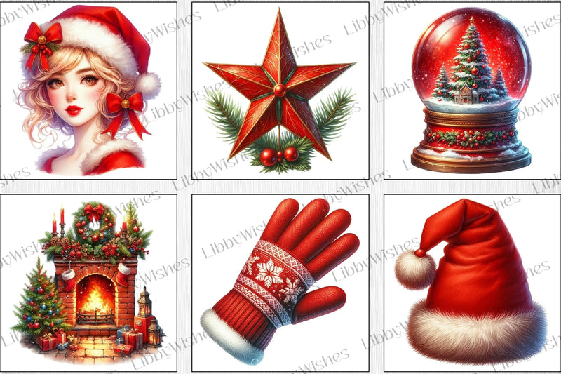 Red Christmas Clipart Bundle - CraftNest - Digital Crafting and Art
