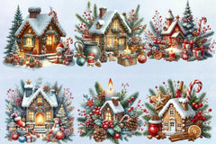 Winter Candy House Clipart Bundle - CraftNest - Digital Crafting and Art