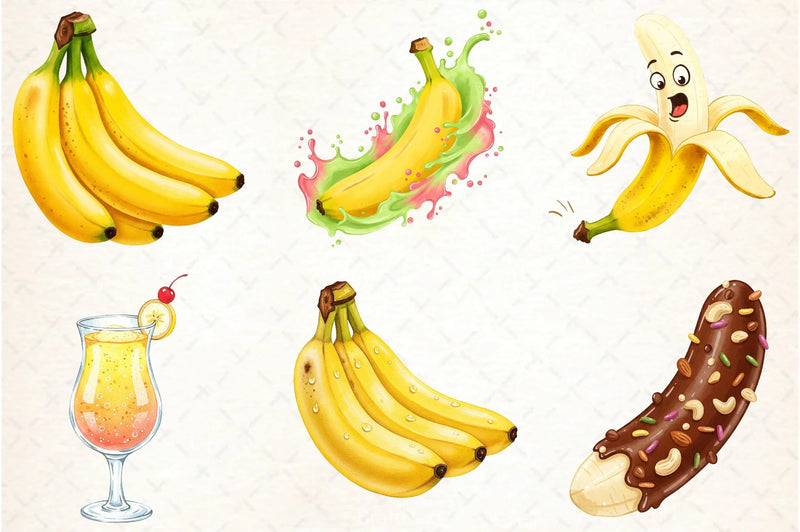 Banana Clipart Bundle 1 - CraftNest - Digital Crafting and Art