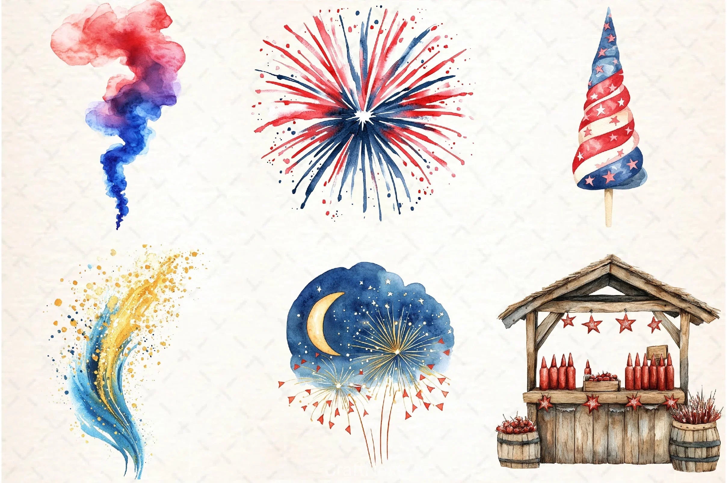 4th of July Fireworks Clipart Bundle 3 - CraftNest - Digital Crafting and Art
