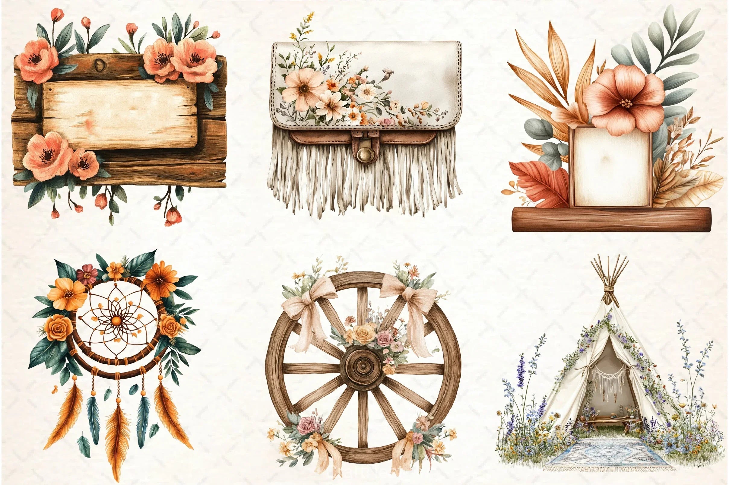 Western Boho Wedding Clipart Bundle 7 - CraftNest - Digital Crafting and Art