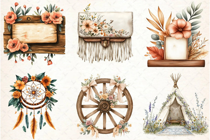 Western Boho Wedding Clipart Bundle 7 - CraftNest - Digital Crafting and Art