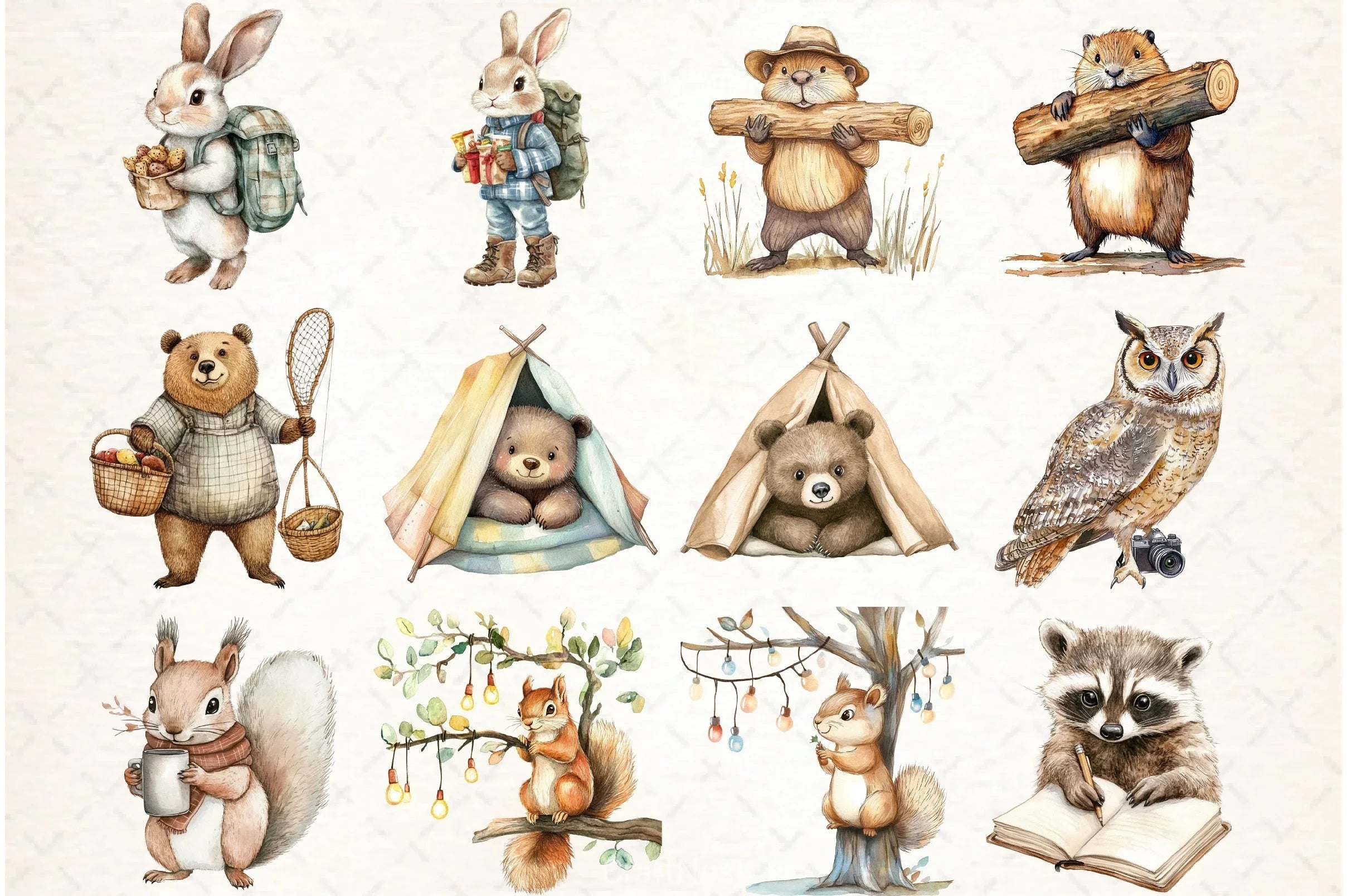 Camping Adventure Animals Clipart Bundle - CraftNest - Digital Crafting and Art