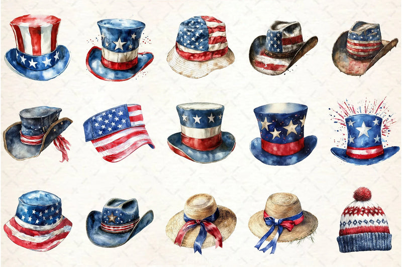 4th of July Top Hat Clipart Bundle - CraftNest - Digital Crafting and Art