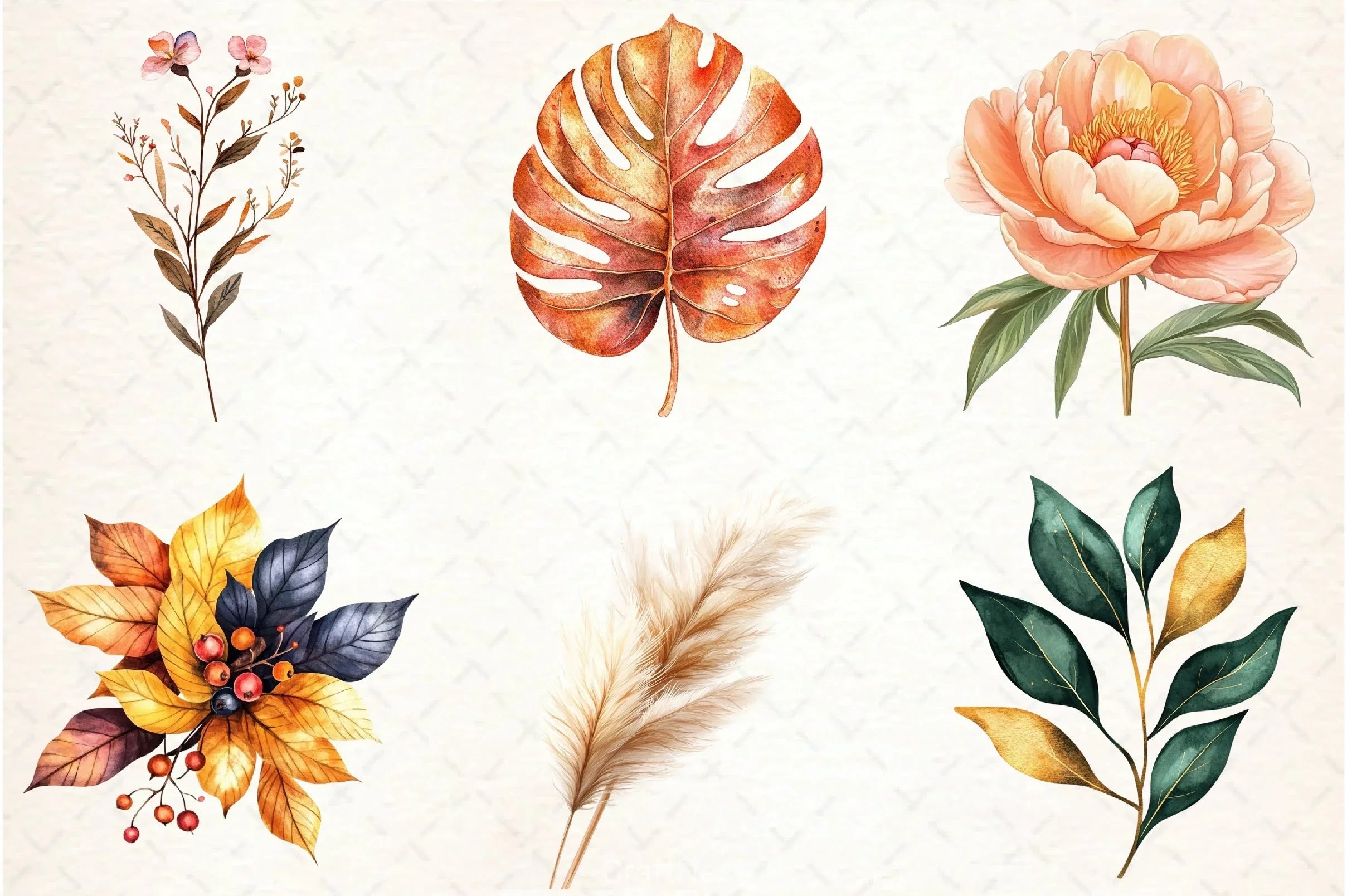 Fall Flowers & Leaves Clipart Bundle 6 - CraftNest - Digital Crafting and Art