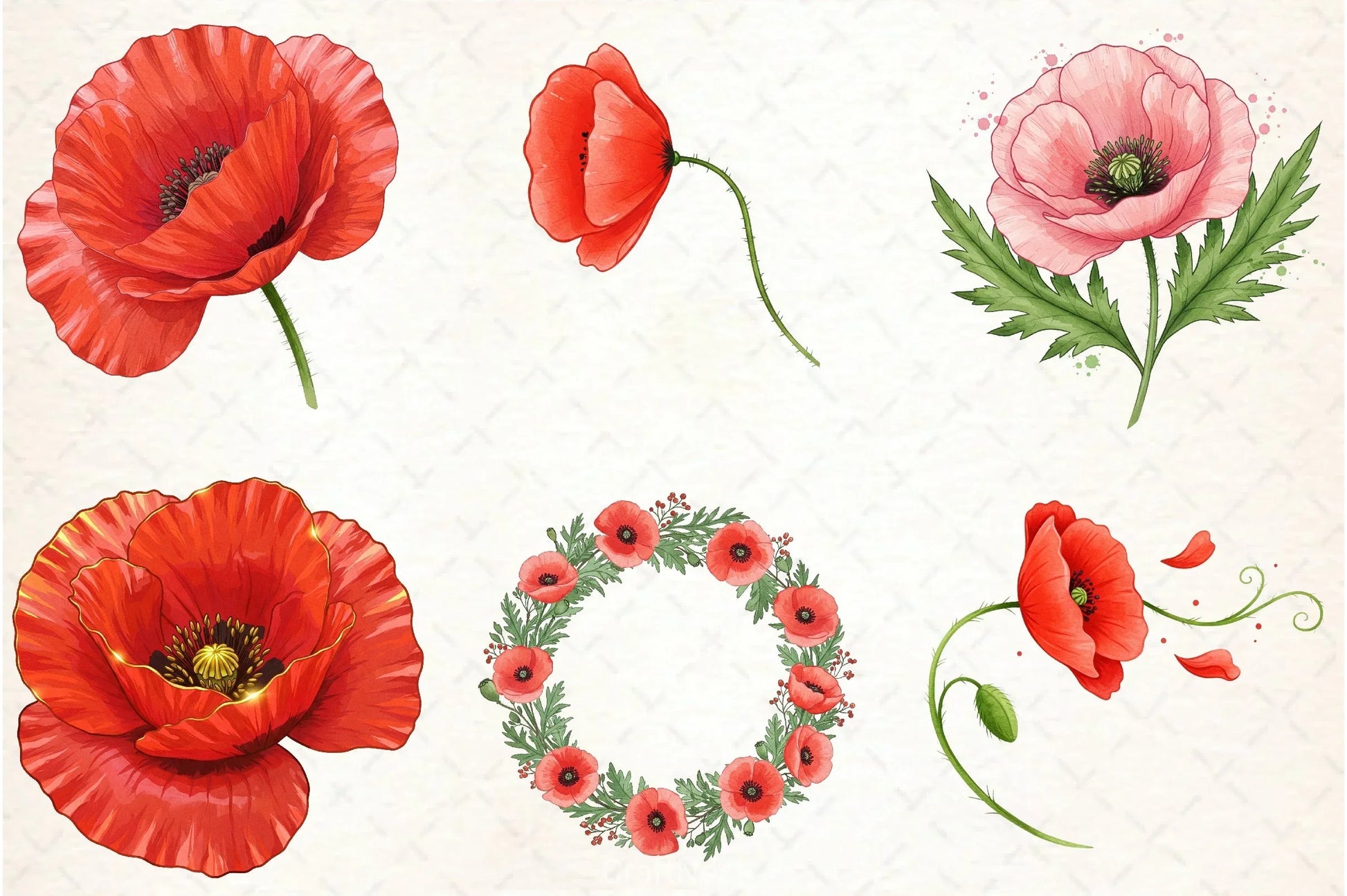 Poppies Clipart Bundle 1 - CraftNest - Digital Crafting and Art