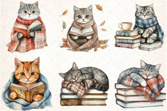Cat and Book Fall Clipart Bundle - CraftNest - Digital Crafting and Art