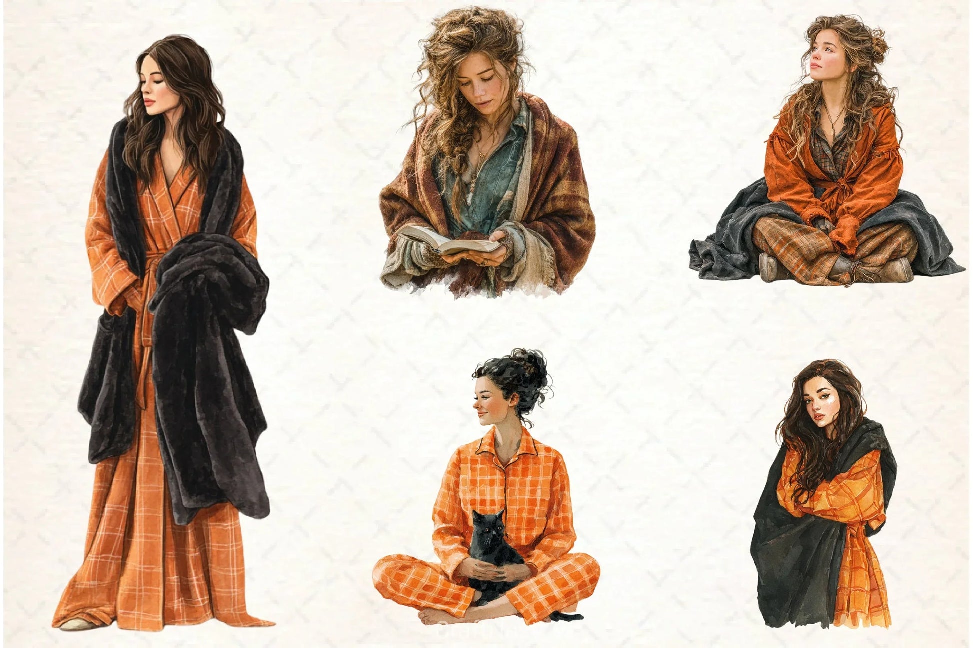 Halloween Movie Night Girl Clipart Bundle - CraftNest - Digital Crafting and Art