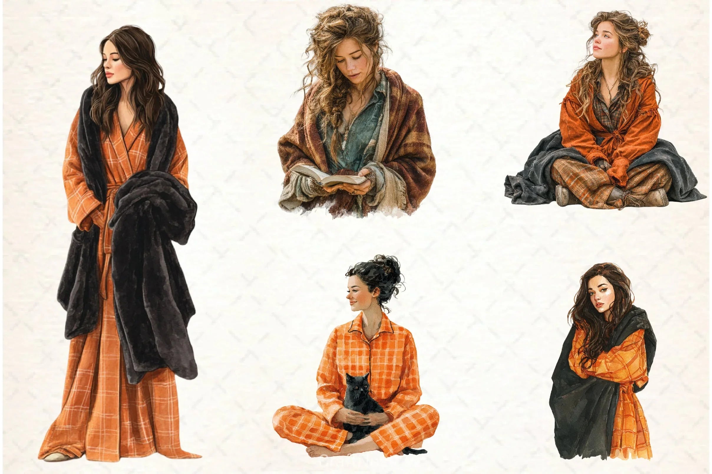 Halloween Movie Night Girl Clipart Bundle - CraftNest - Digital Crafting and Art