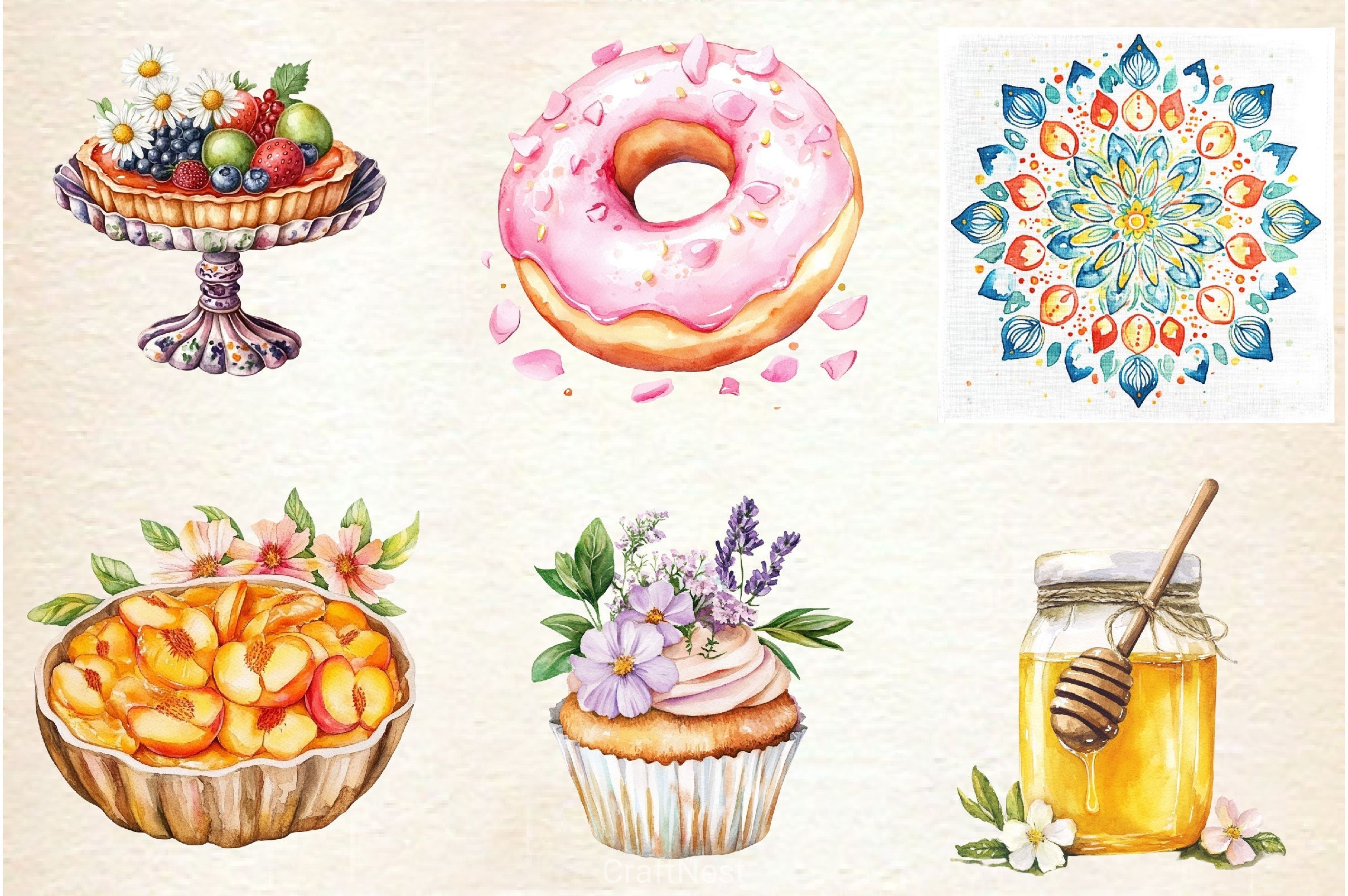Bohemian Summer Baking Clipart Bundle 2