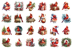 Red Cardinal Christmas Birds Clipart Bundle - CraftNest - Digital Crafting and Art