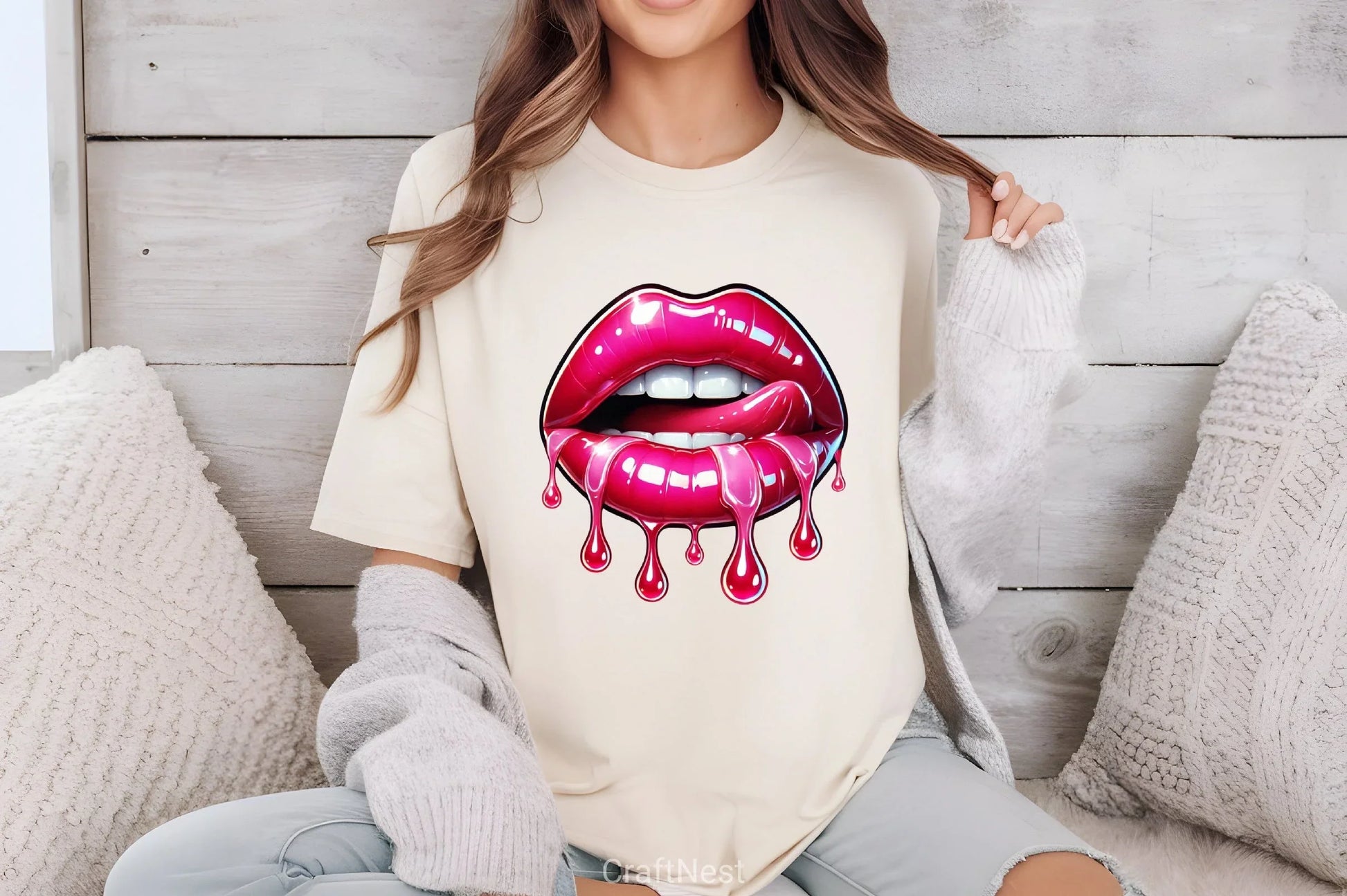 Pink Glossy Dripping Lips Clipart Bundle - CraftNest - Digital Crafting and Art