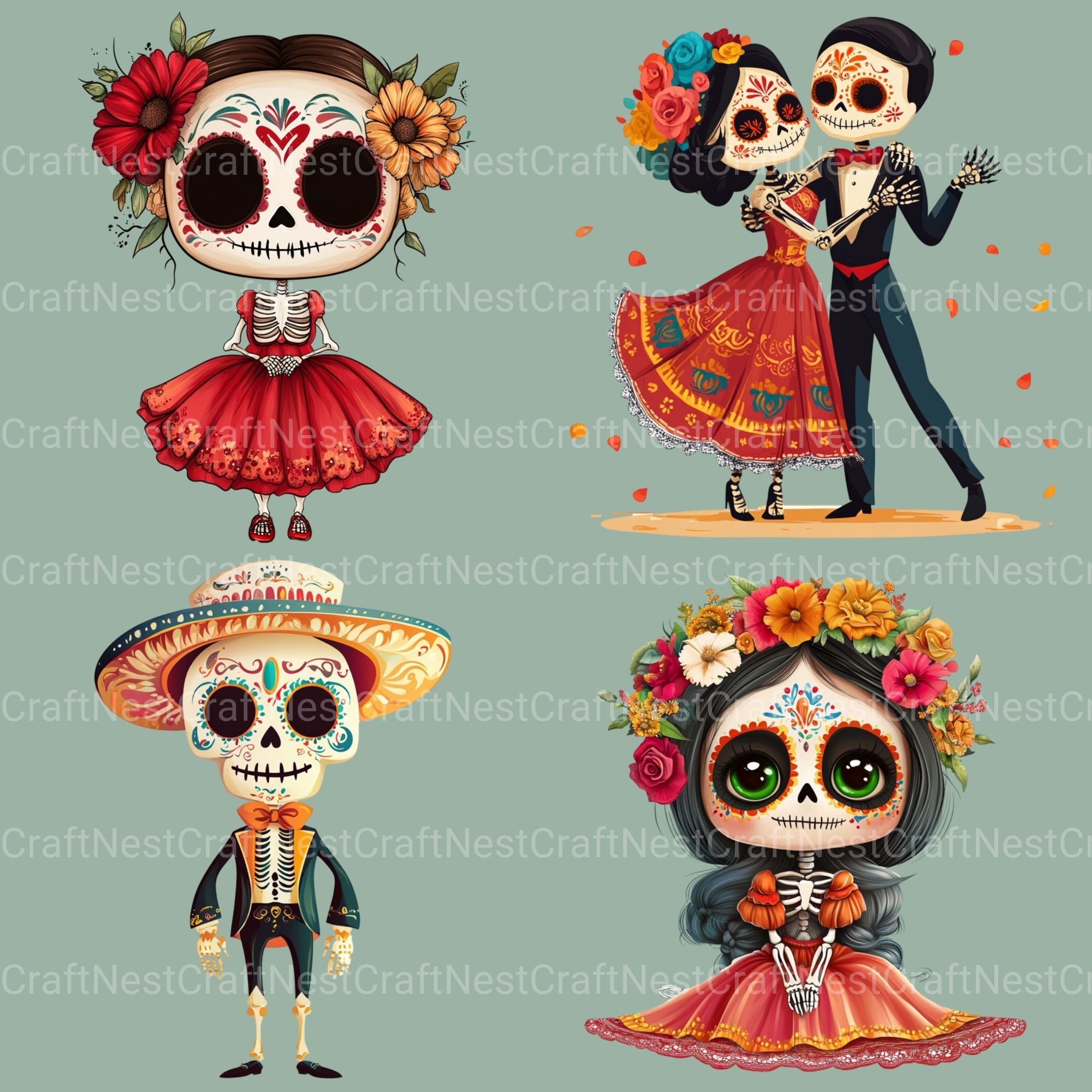 Dia De Muertos Day Of The Dead Clipart Bundle