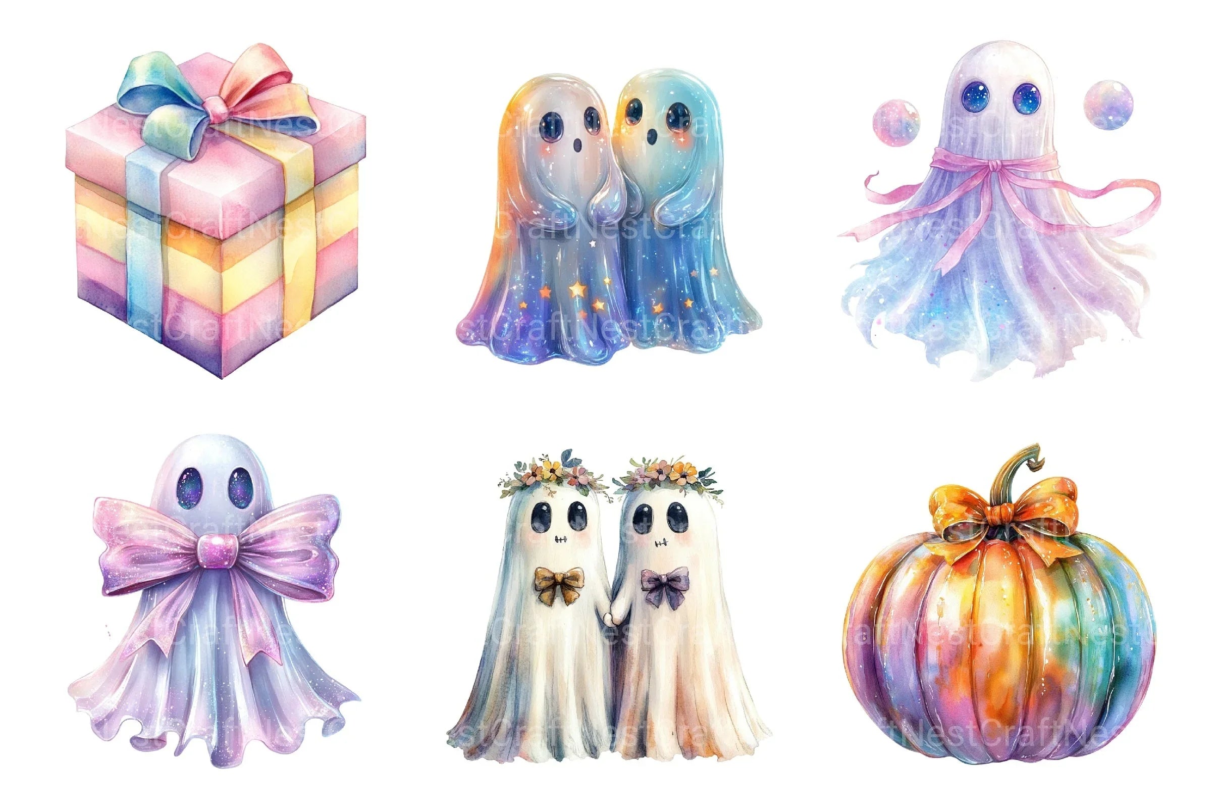 Halloween Ghost Iridescent Clipart Bundle - CraftNest - Digital Crafting and Art