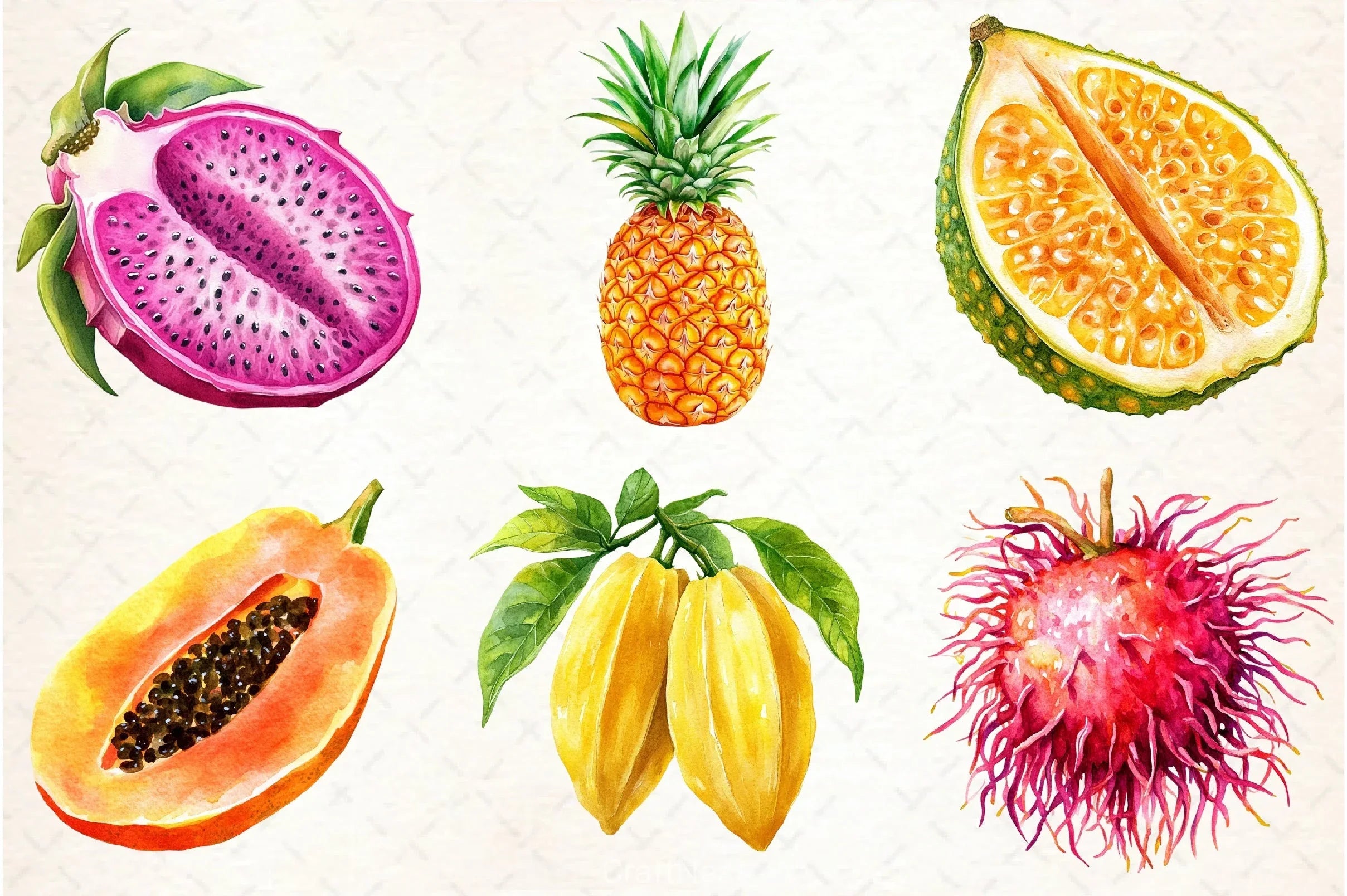 Tropical Fruit Clipart Bundle 2 - CraftNest - Digital Crafting and Art