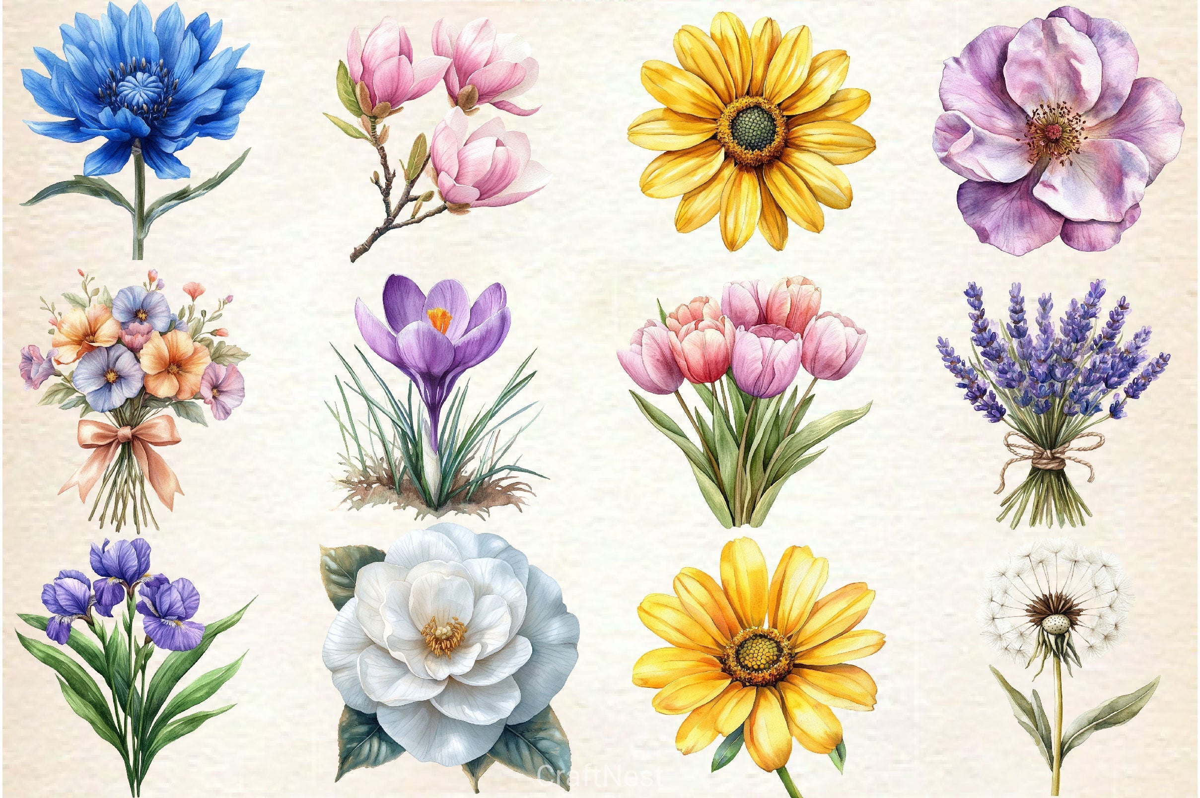 Spring Flowers Clipart Bundle 4