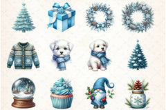 Blue Christmas Clipart Bundle 10 - CraftNest - Digital Crafting and Art