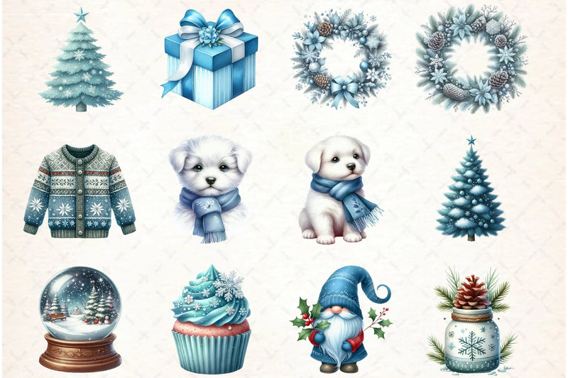 Blue Christmas Clipart Bundle 10 - CraftNest - Digital Crafting and Art