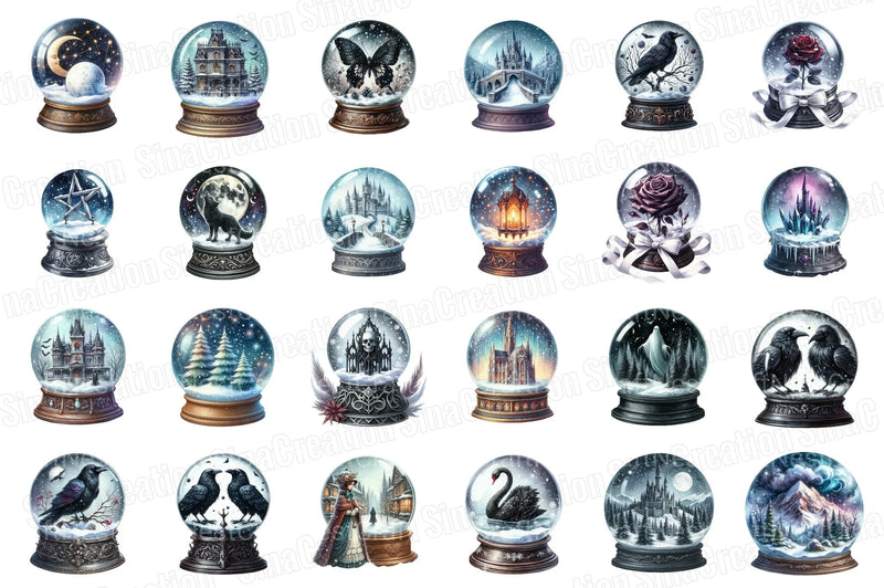 Gothic Christmas Ornaments Clipart Bundle - Transparent Background Graphics - CraftNest - Digital Crafting and Art