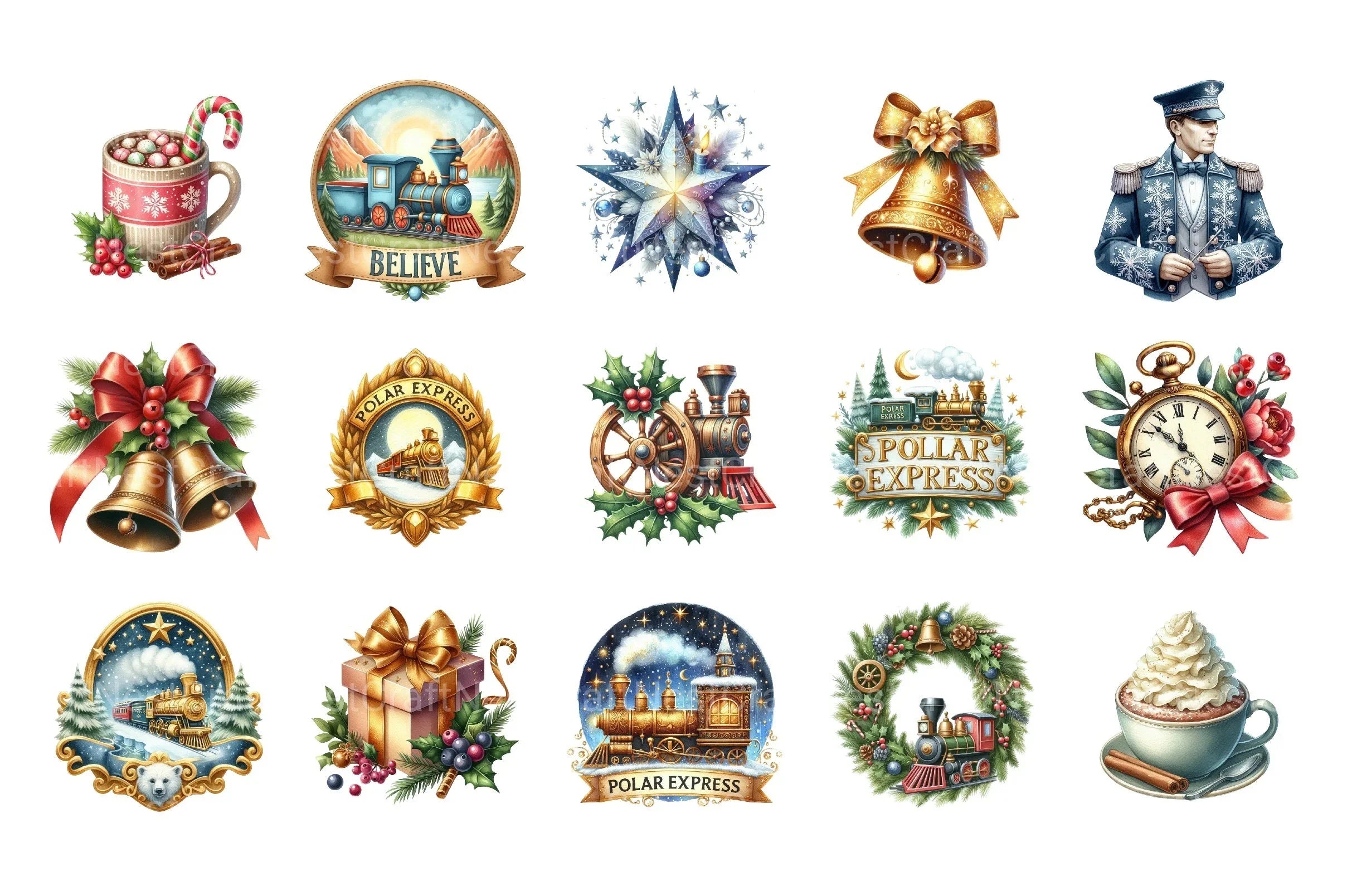 Polar Express Digital Download: Funny Christmas Clip Art & North Pole Magic Bundle - CraftNest - Digital Crafting and Art