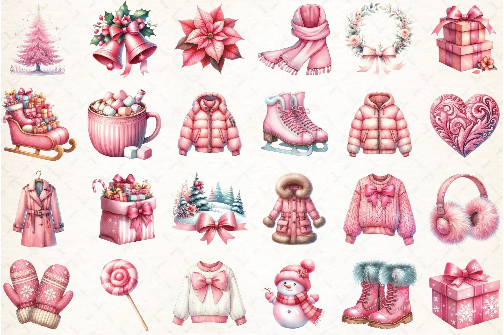 Pink Christmas Clipart Bundle 8 - CraftNest - Digital Crafting and Art