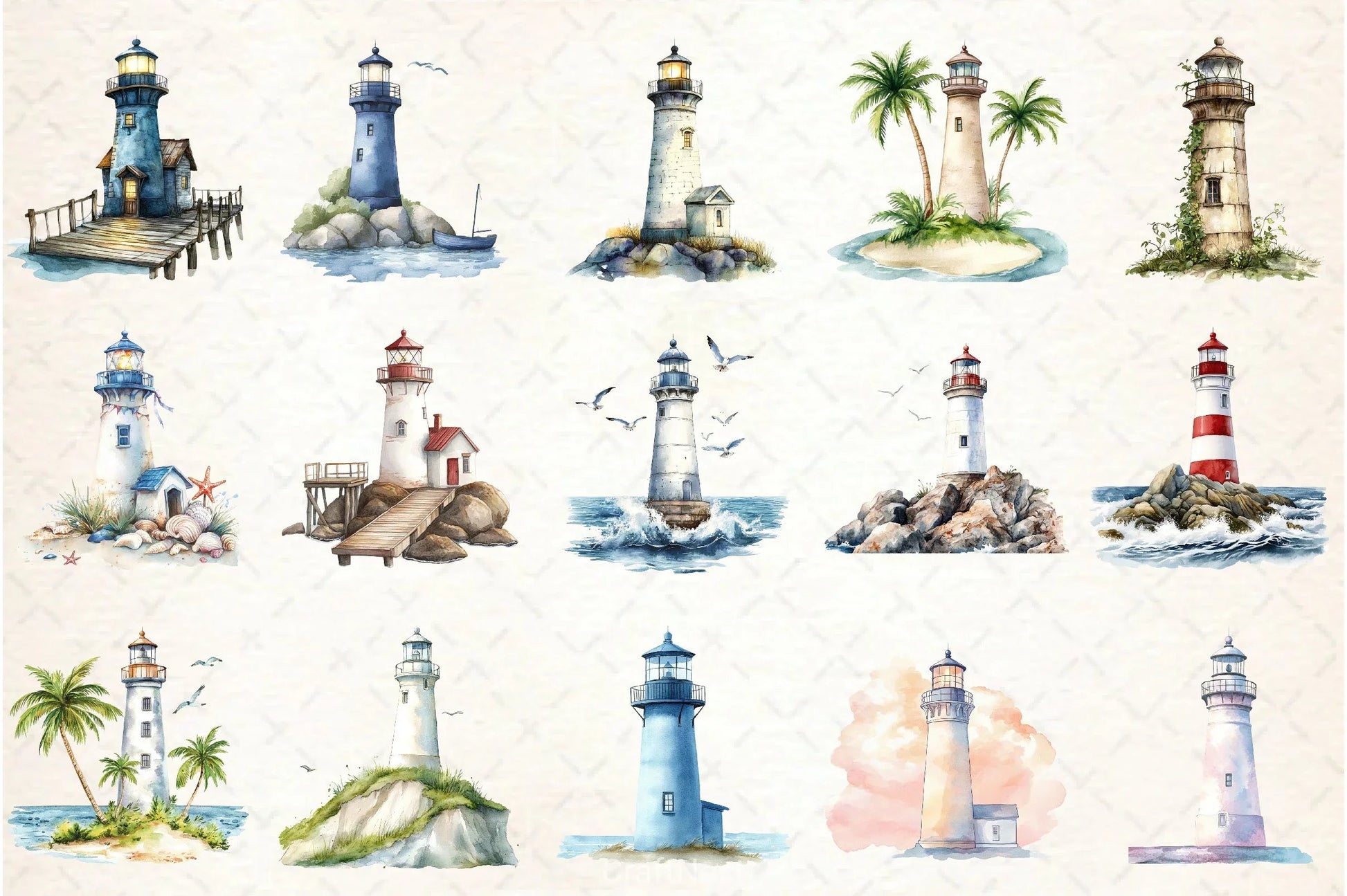 Summer Lighthouses Clipart Bundle - CraftNest - Digital Crafting and Art