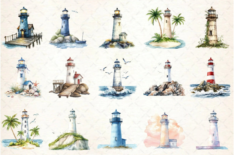 Summer Lighthouses Clipart Bundle - CraftNest - Digital Crafting and Art