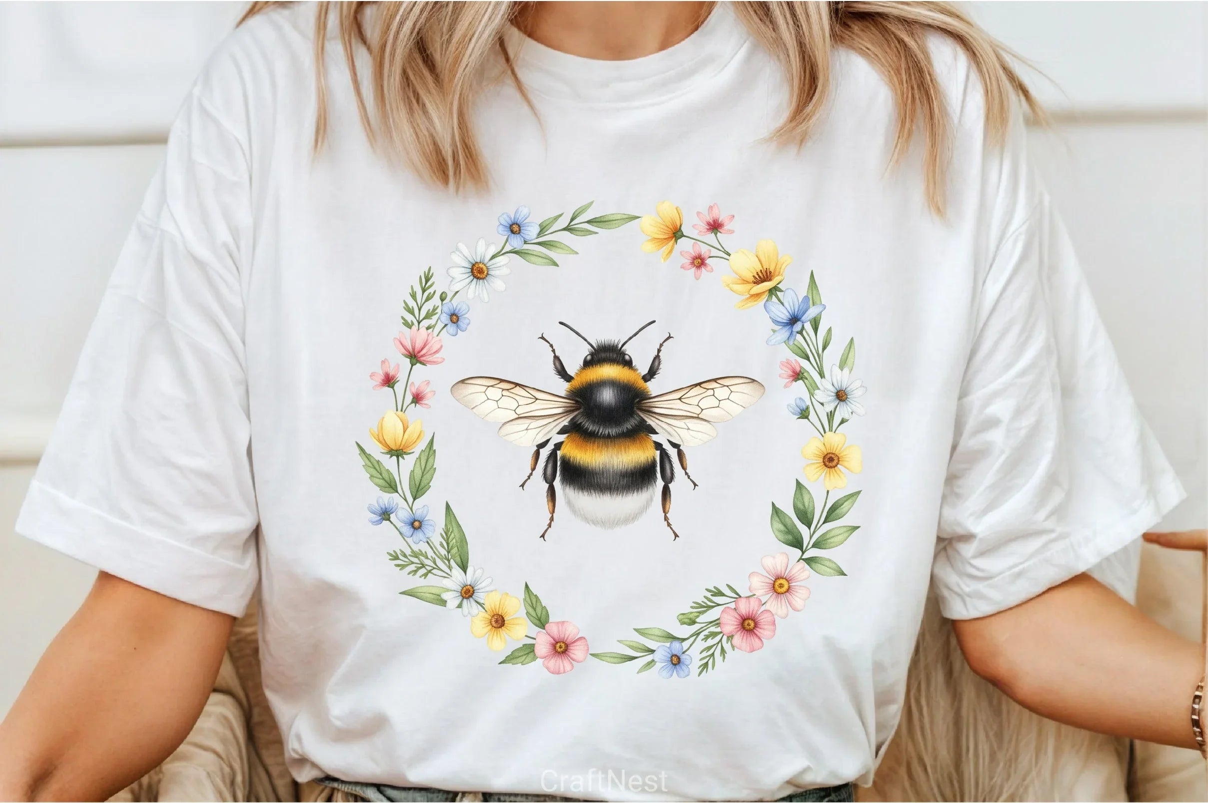 Whimsical Honey Bee Floral Clipart Bundle - CraftNest - Digital Crafting and Art