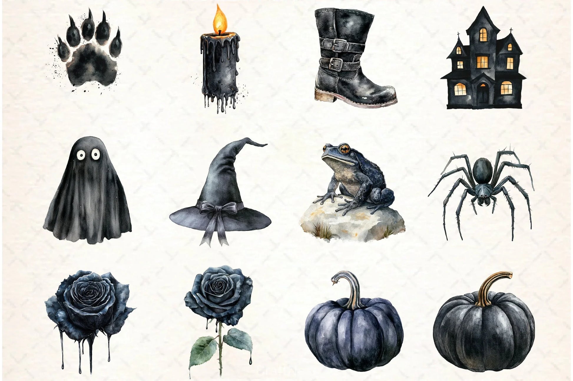 Halloween Black & White Clipart Bundle - CraftNest - Digital Crafting and Art