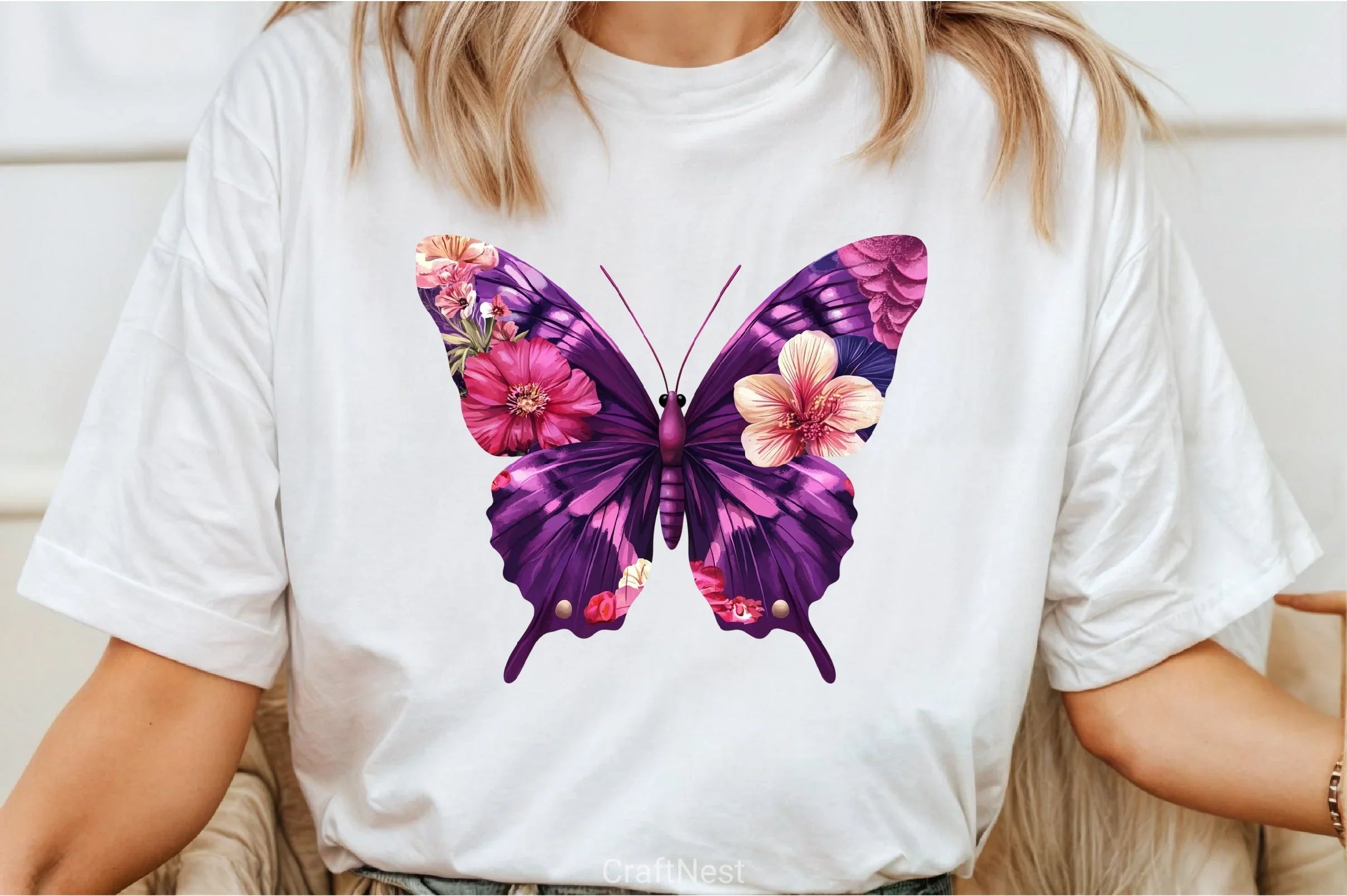 Purple Flower Butterfly Clipart Bundle - CraftNest - Digital Crafting and Art