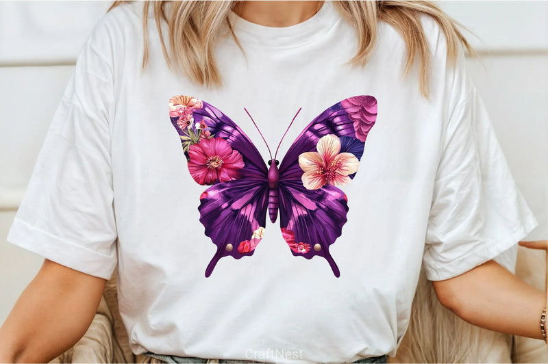 Purple Flower Butterfly Clipart Bundle - CraftNest - Digital Crafting and Art