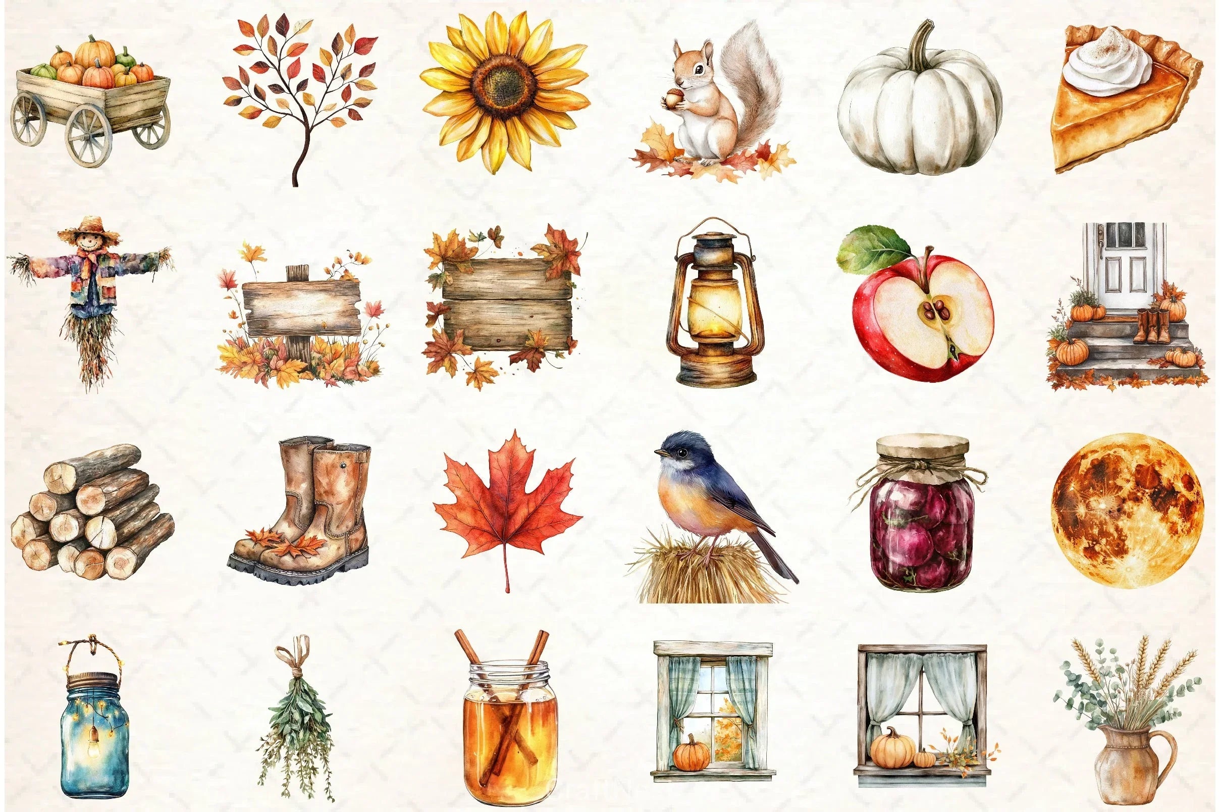 Cozy Fall Farmhouse Clipart Bundle - CraftNest - Digital Crafting and Art
