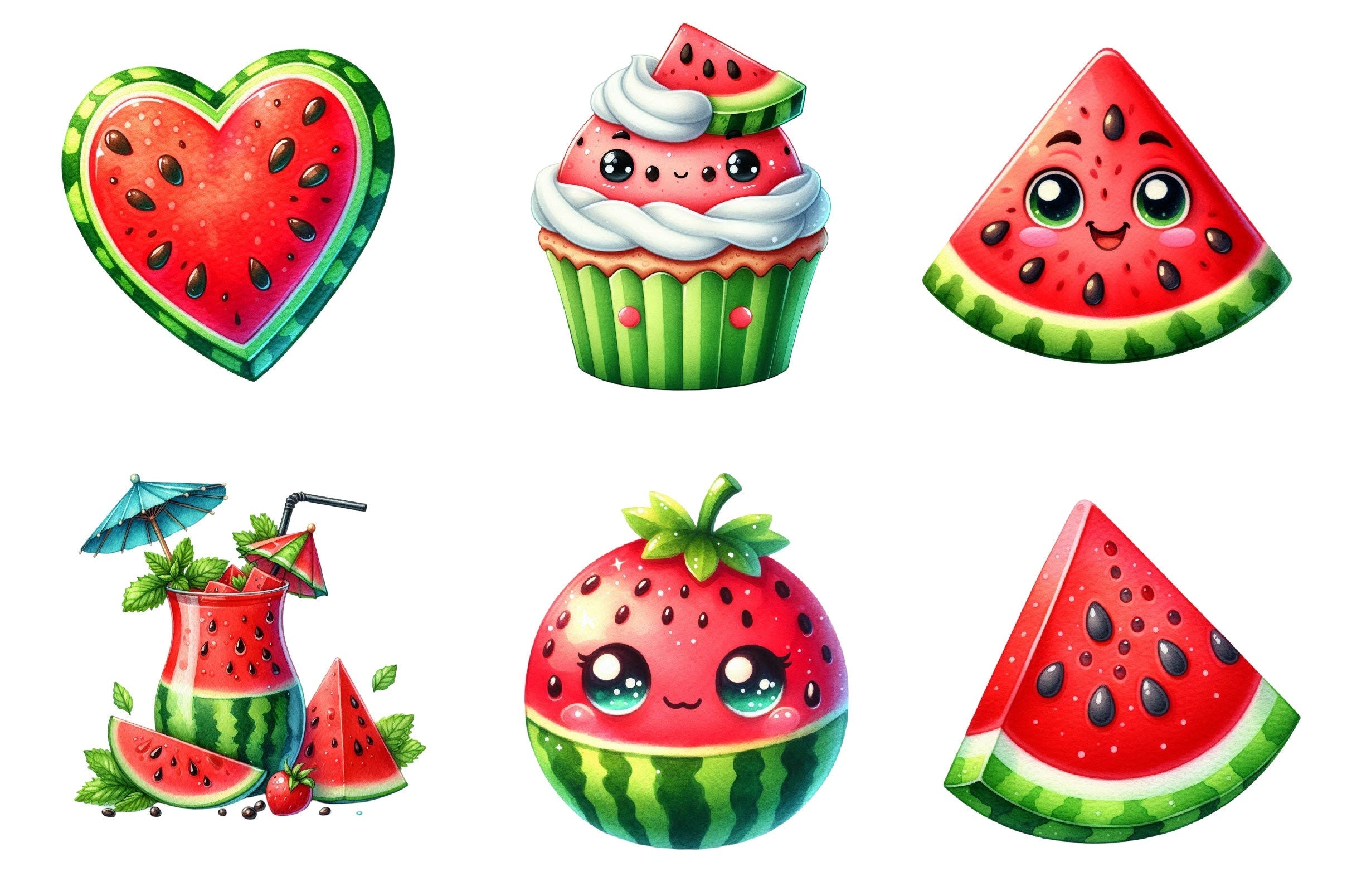 Hello Summer Juicy Watermelon Clipart Bundle