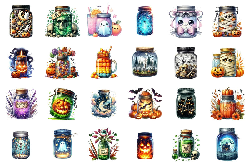 Halloween Mason Jar Clipart Bundle 1 - CraftNest - Digital Crafting and Art