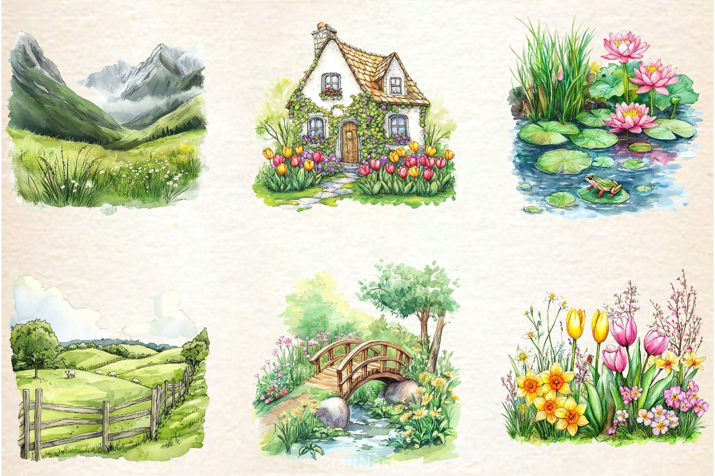 Spring Scenery Clipart Bundle