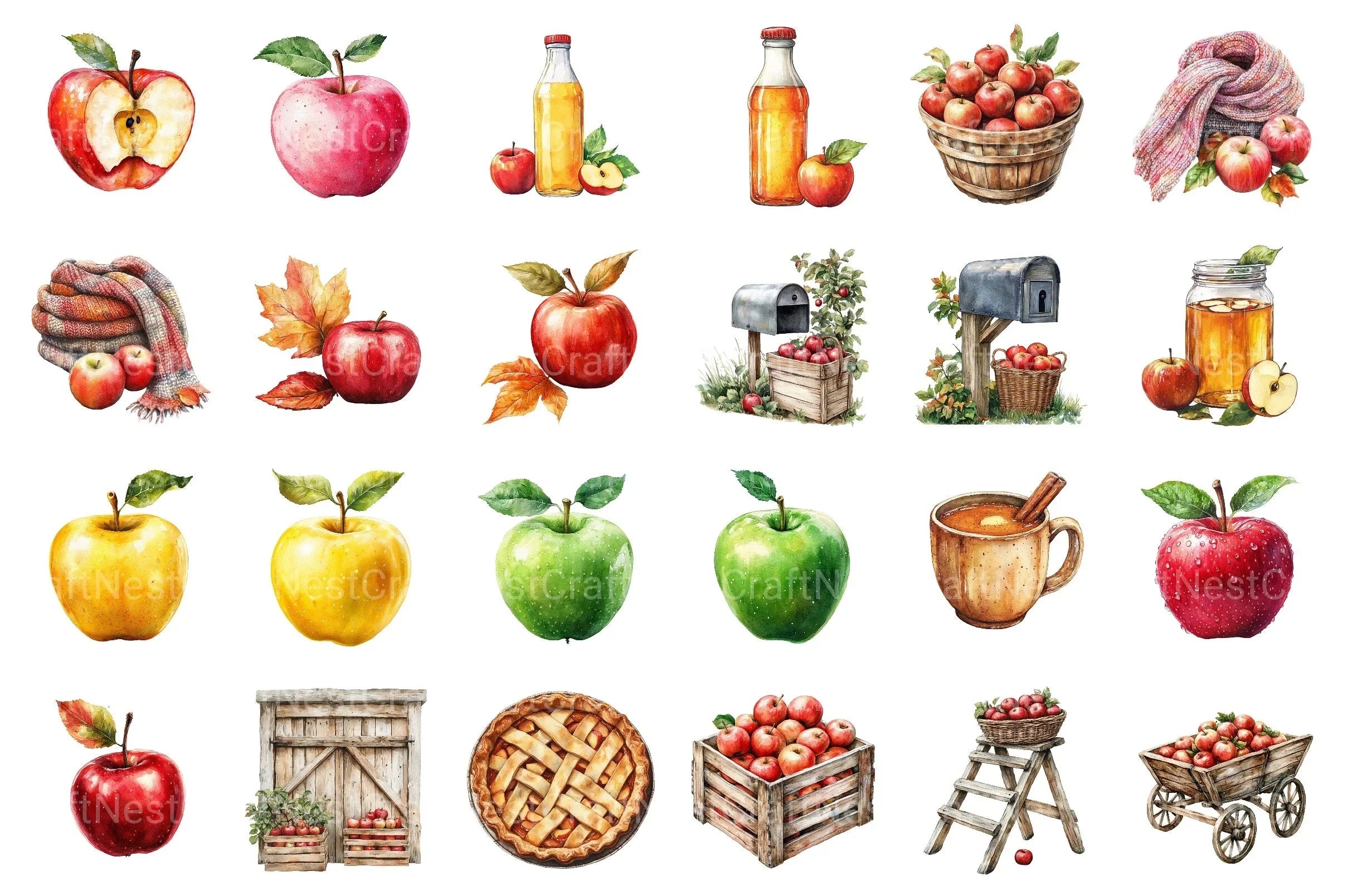 Falling Apples Clipart Bundle 99 - CraftNest - Digital Crafting and Art