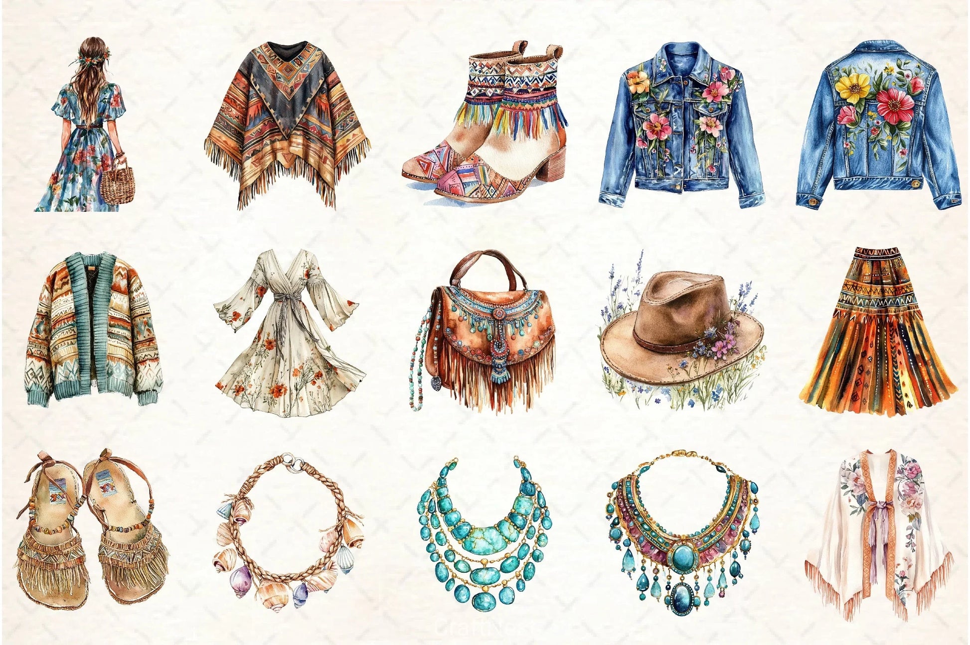Boho Fashion Clipart Bundle - CraftNest - Digital Crafting and Art