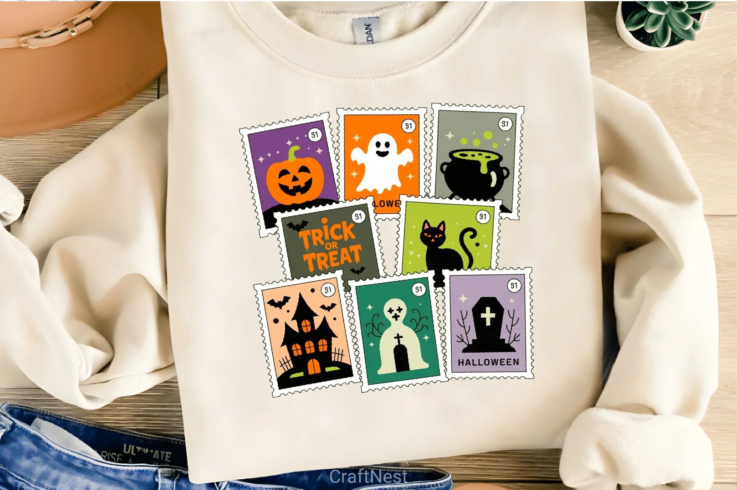 Retro Halloween Cat Ghost Clipart Bundle - CraftNest - Digital Crafting and Art