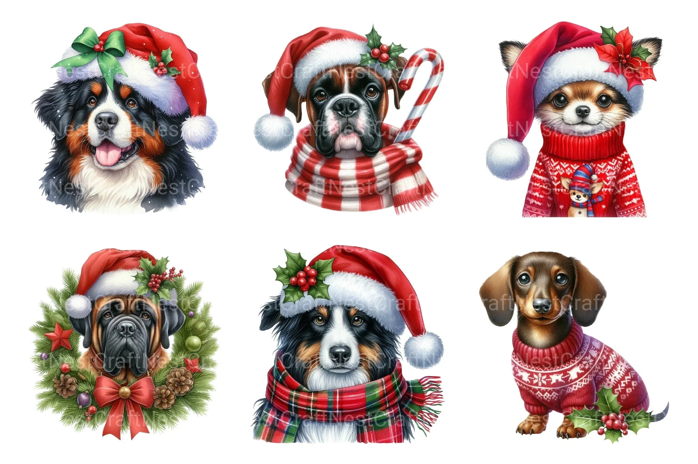 Christmas Dogs Clipart Bundle 666 - CraftNest - Digital Crafting and Art