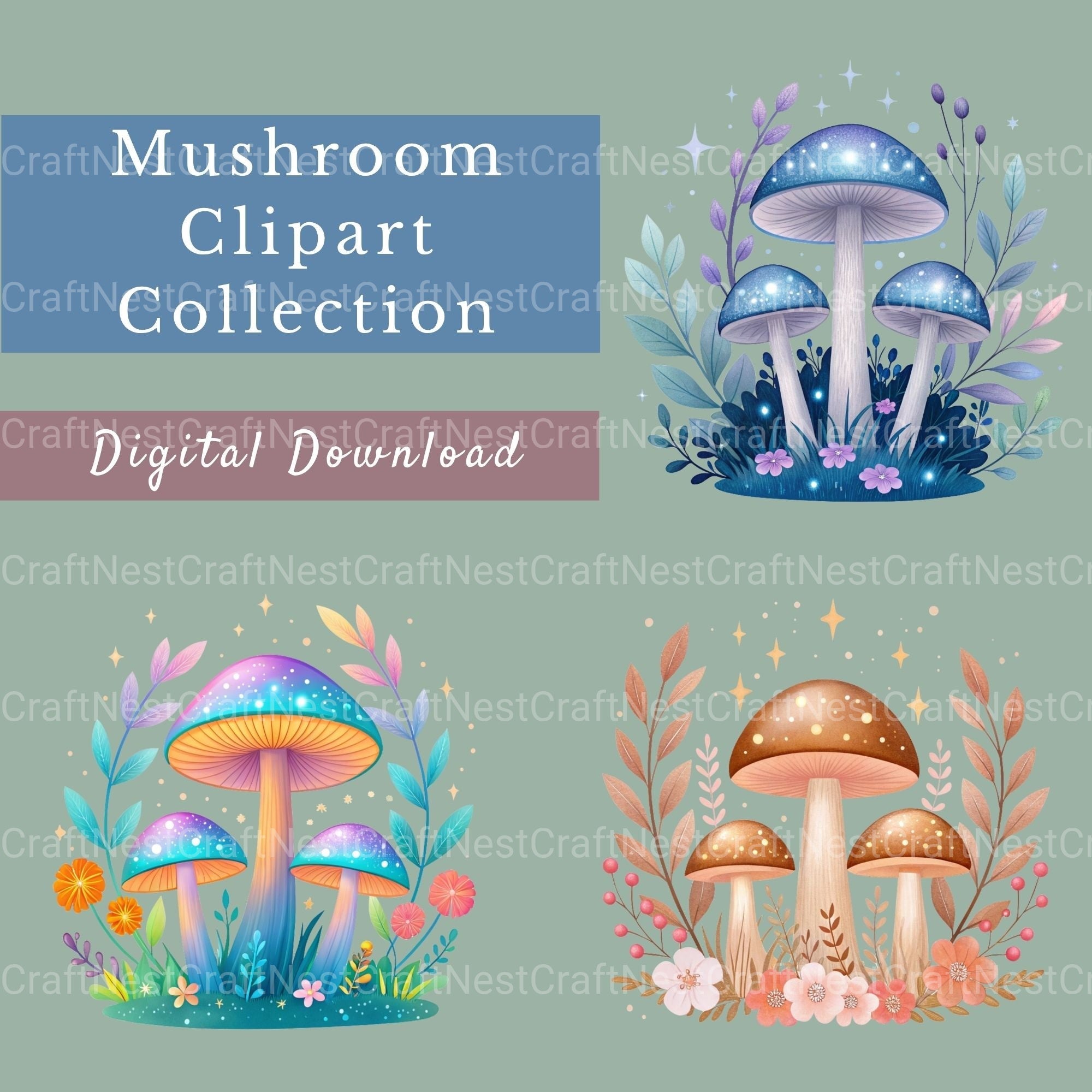 Mushrooms Clipart Bundle