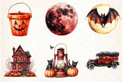 Vintage Red Halloween Clipart Bundle - CraftNest - Digital Crafting and Art