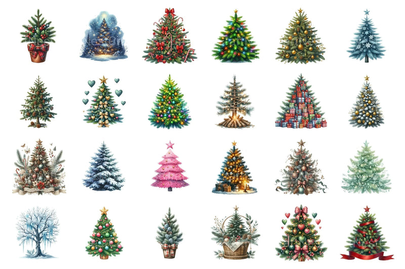 Christmas Tree Decorated Winter Clipart Bundle - CraftNest - Digital Crafting and Art