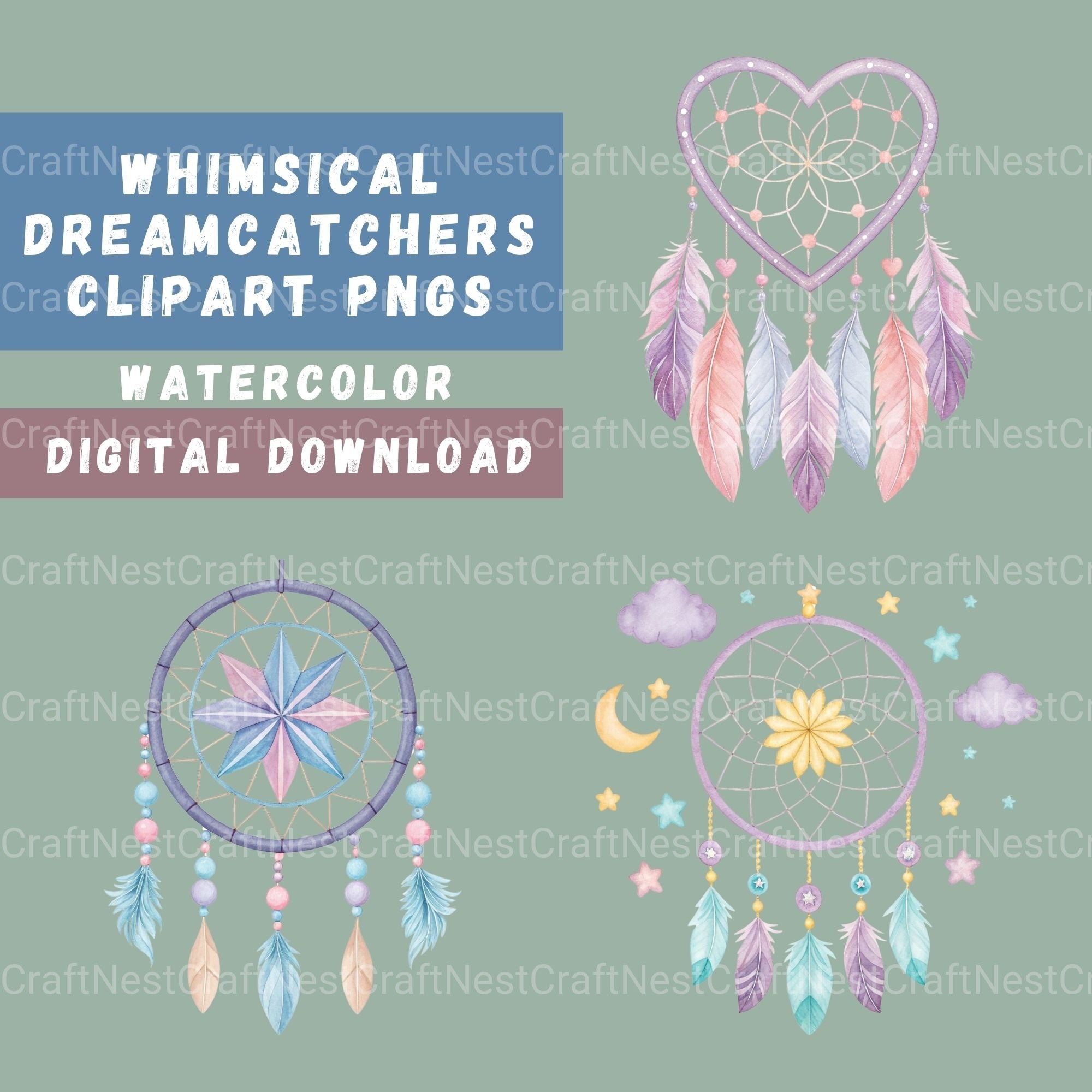 Dreamcatchers Pastel Clipart Bundle