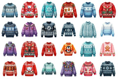 Christmas Sweater Pullover Designs Clipart Bundle - CraftNest - Digital Crafting and Art