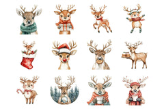 Quirky Christmas Reindeer Clipart Bundle - CraftNest - Digital Crafting and Art