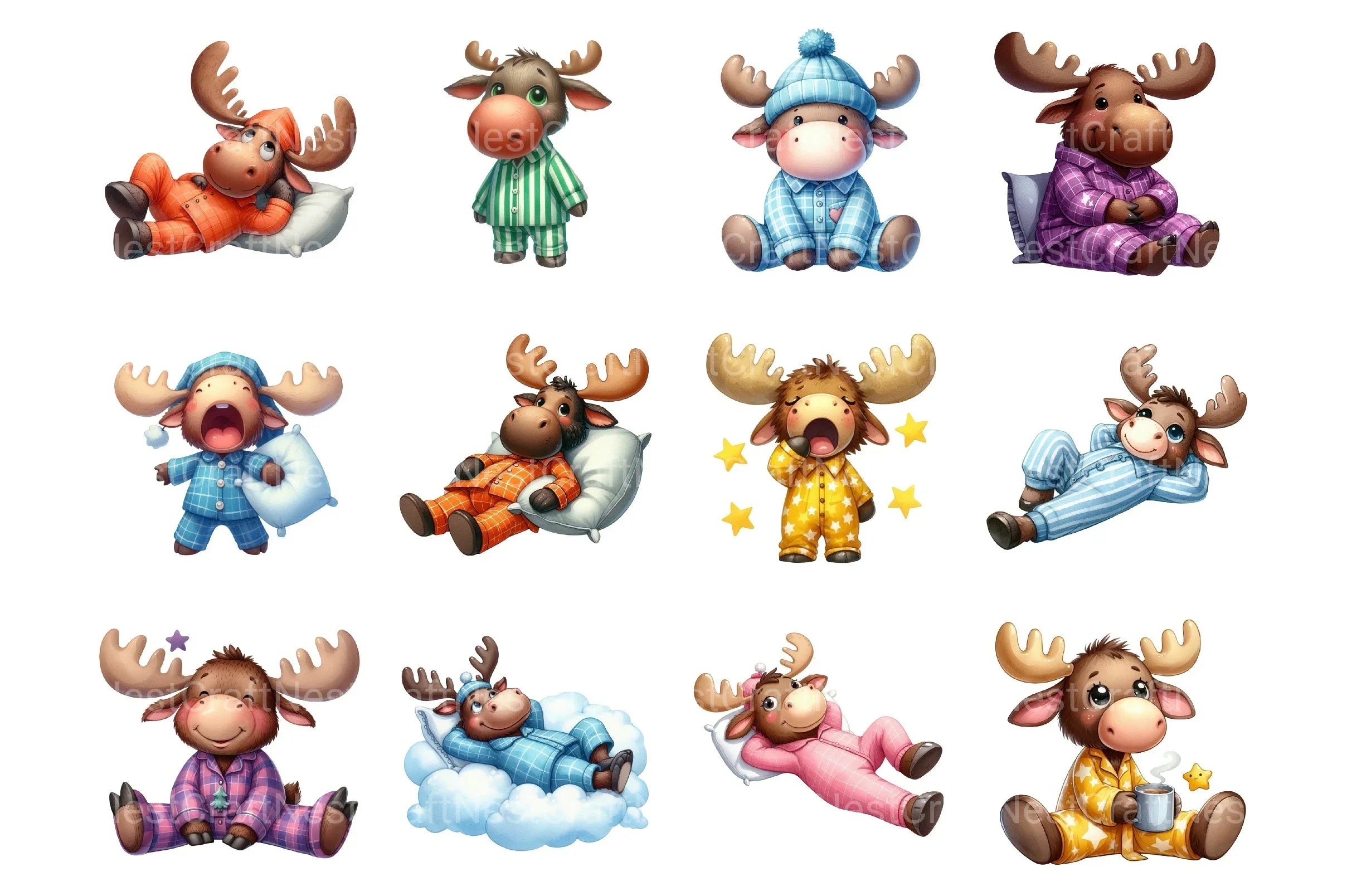 Funny Moose Clipart Bundle - CraftNest - Digital Crafting and Art