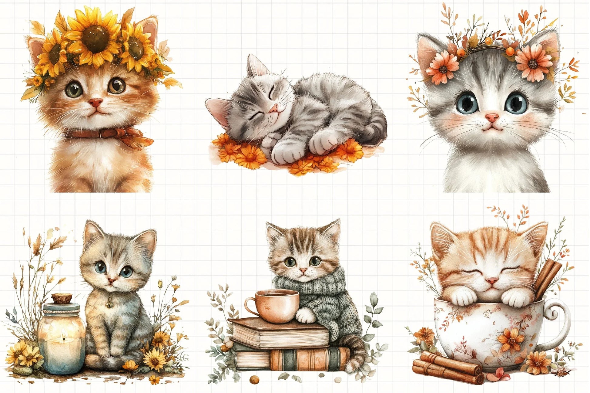Autumn Kitten Clipart Bundle - CraftNest - Digital Crafting and Art