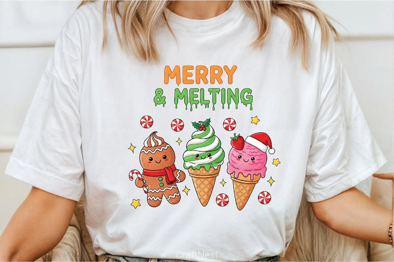 Merry & Melting Christmas Ice Cream Clipart Bundle - CraftNest - Digital Crafting and Art