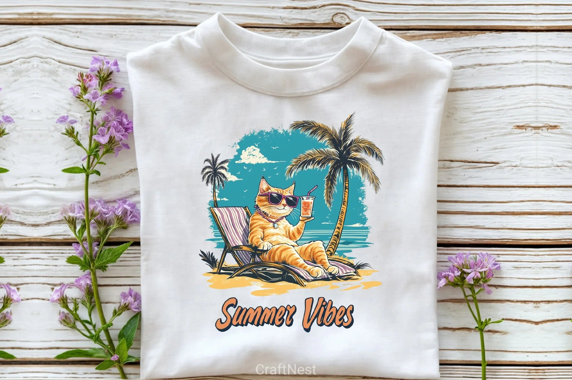 Summer Vibes Cat Clipart Bundle 2 - CraftNest - Digital Crafting and Art